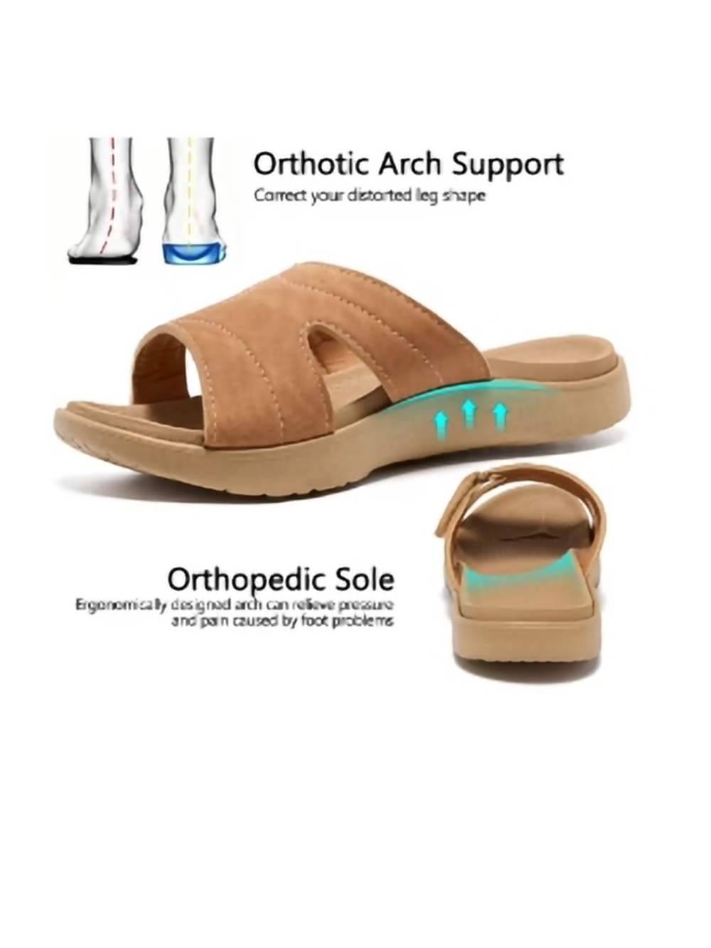 Men's Orthopedic Slide Sandals in Tan